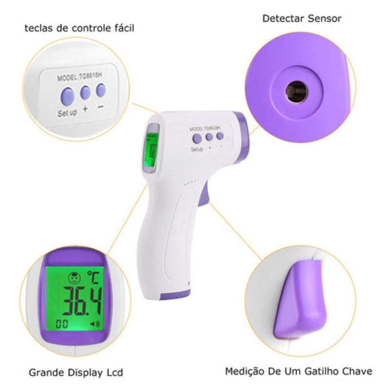 Termômetro de Testa Recargável Sem Contato